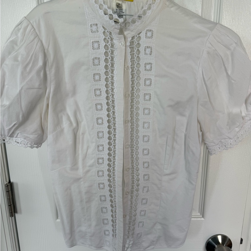 Catherine Malandrino White Eyelet Cotton Top